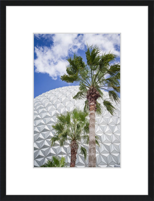 Spaceship Earth with Palms - A Tropical View of EPCOT