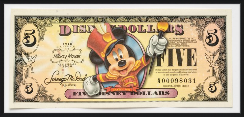 2008 Disney Dollar - $5 Mickey Mouse 80th Anniversary Note