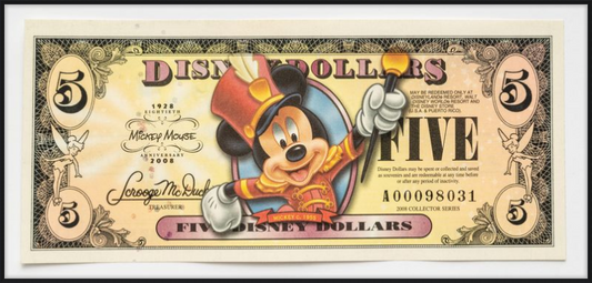 2008 Disney Dollar - $5 Mickey Mouse 80th Anniversary Note