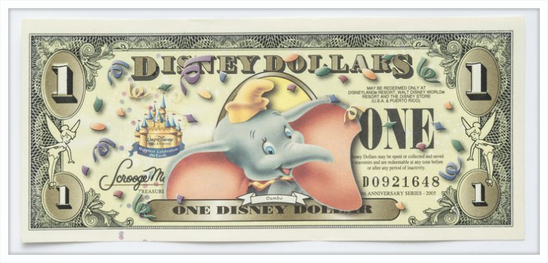 2005 Disney Dollar - $1 Dumbo Happiest Celebration Note